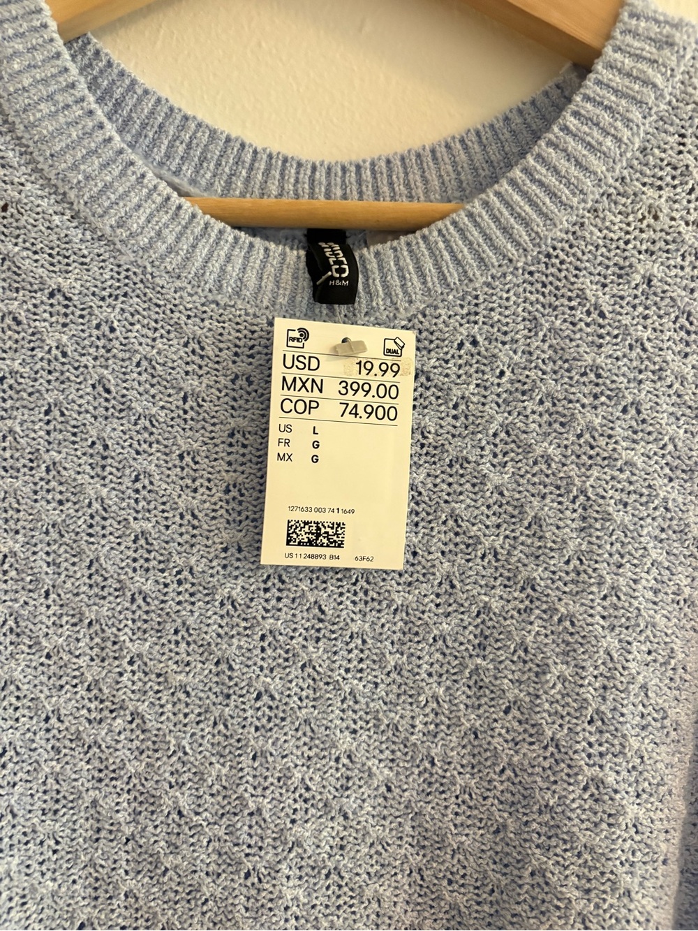 H&M Light Blue Ruffle Hem Knit Top - Picture 4 of 6